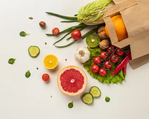 vegetables and fruits spilling out of paper grocery bag

i hate grocery shopping but I love grocery pickup