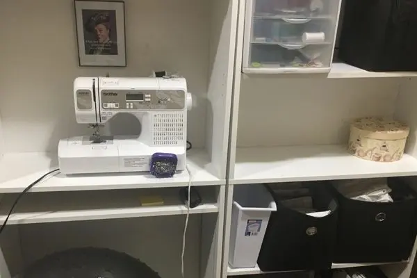 my sewing nook in bookshelves art supplies organization