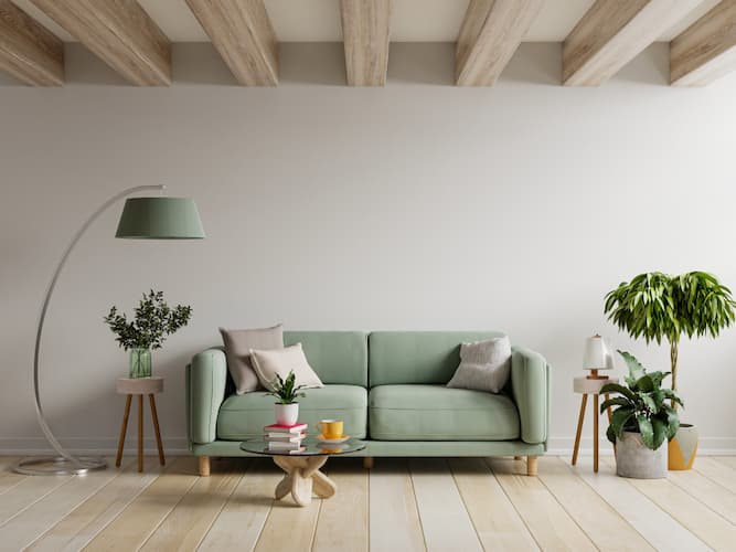 green sofa modern living space