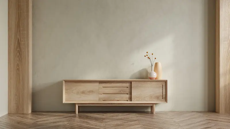 minimalist look dresser and decor