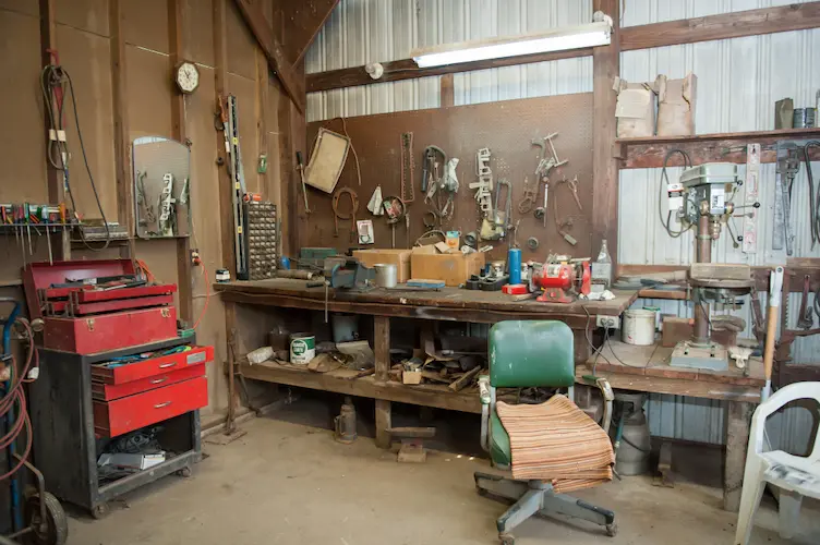 old messy garage clutter