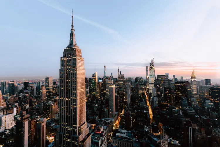 beautiful view new york city empire state building