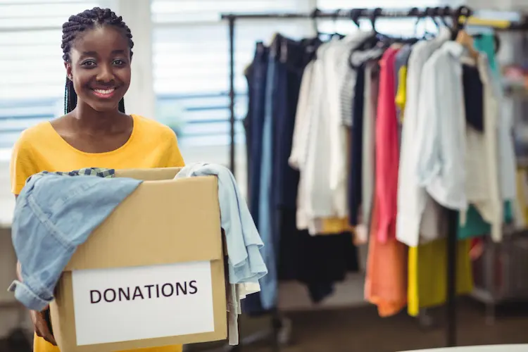 volunteer donations box decluttering clothing thrift store

declutter in a weekend