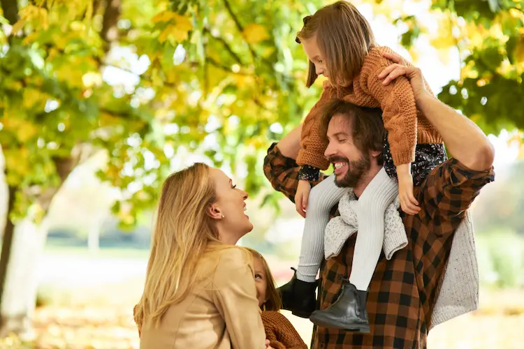 happy family outside autumn